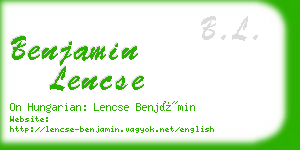 benjamin lencse business card